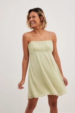 Robe Courte En Dobby Nouée Sur Les épaules