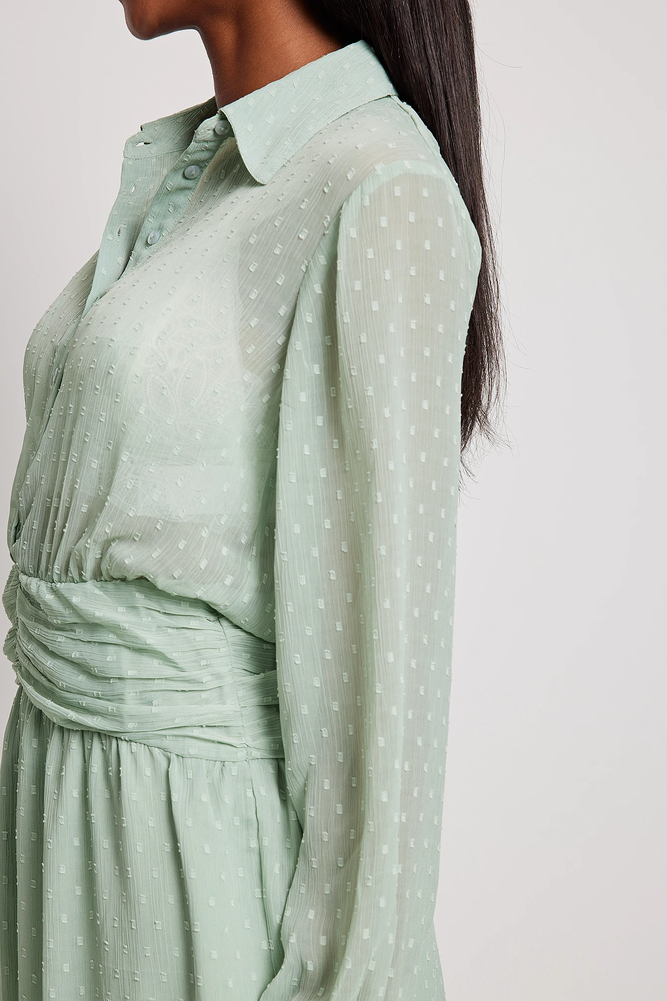 Robe Courte En Dobby à Taille Marquée – Image 5