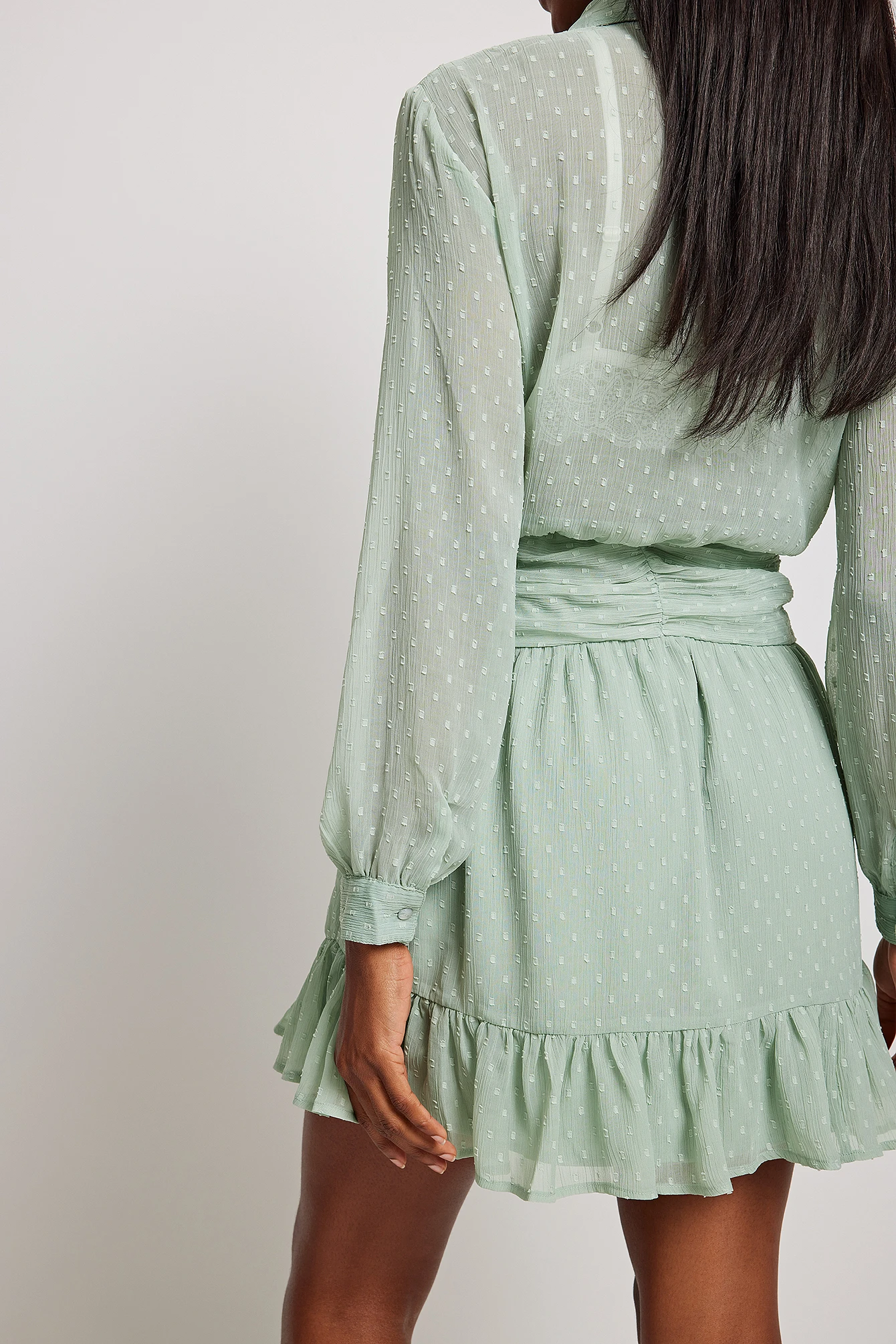 Robe Courte En Dobby à Taille Marquée – Image 6