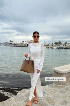 Robe Longue Structurée En Maille Crochetée