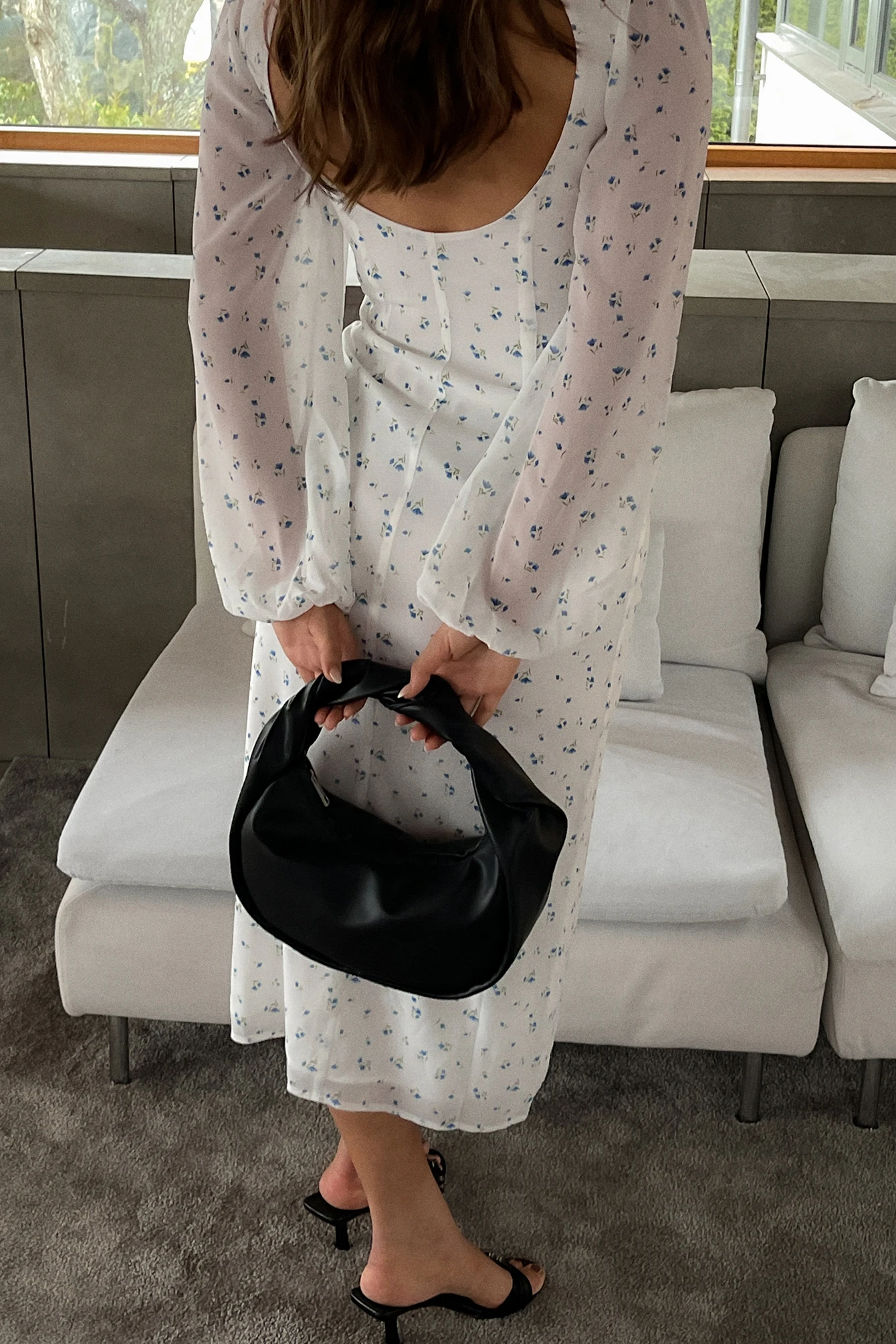 Robe Mi-longue à Fronces à Manches Longues – Image 5