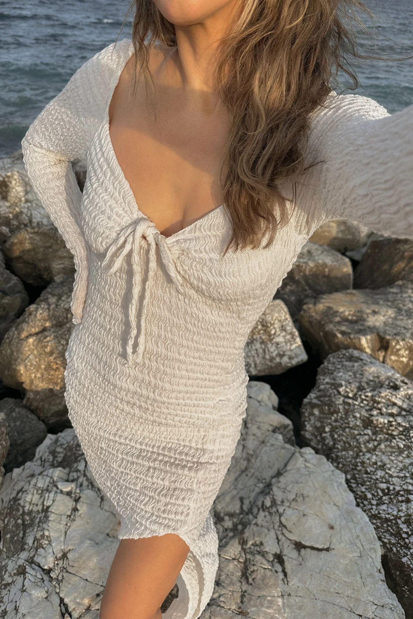 Robe Longue Structurée à Fente Haute – Image 6