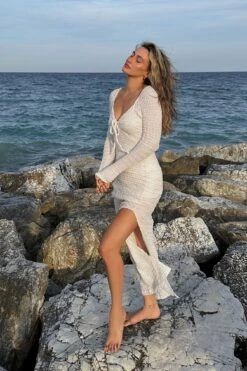 Robe Longue Structurée à Fente Haute