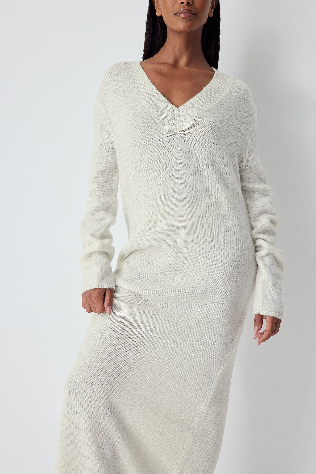 NA-KD Robe Longue En Maille Ă Encolure En V Profonde â Image 6