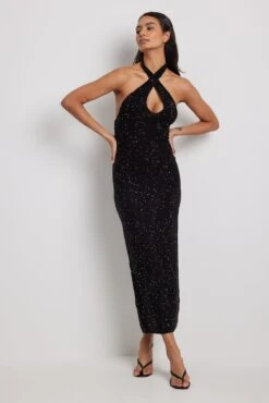 Robe Longue En Maille à Dos Nu