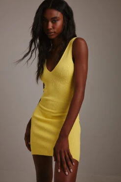 Robe Mini En Maille à Taille Marquée