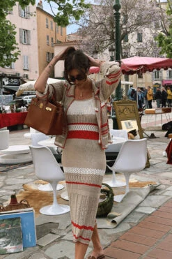 Robe Mi-longue En Maille Crochetée