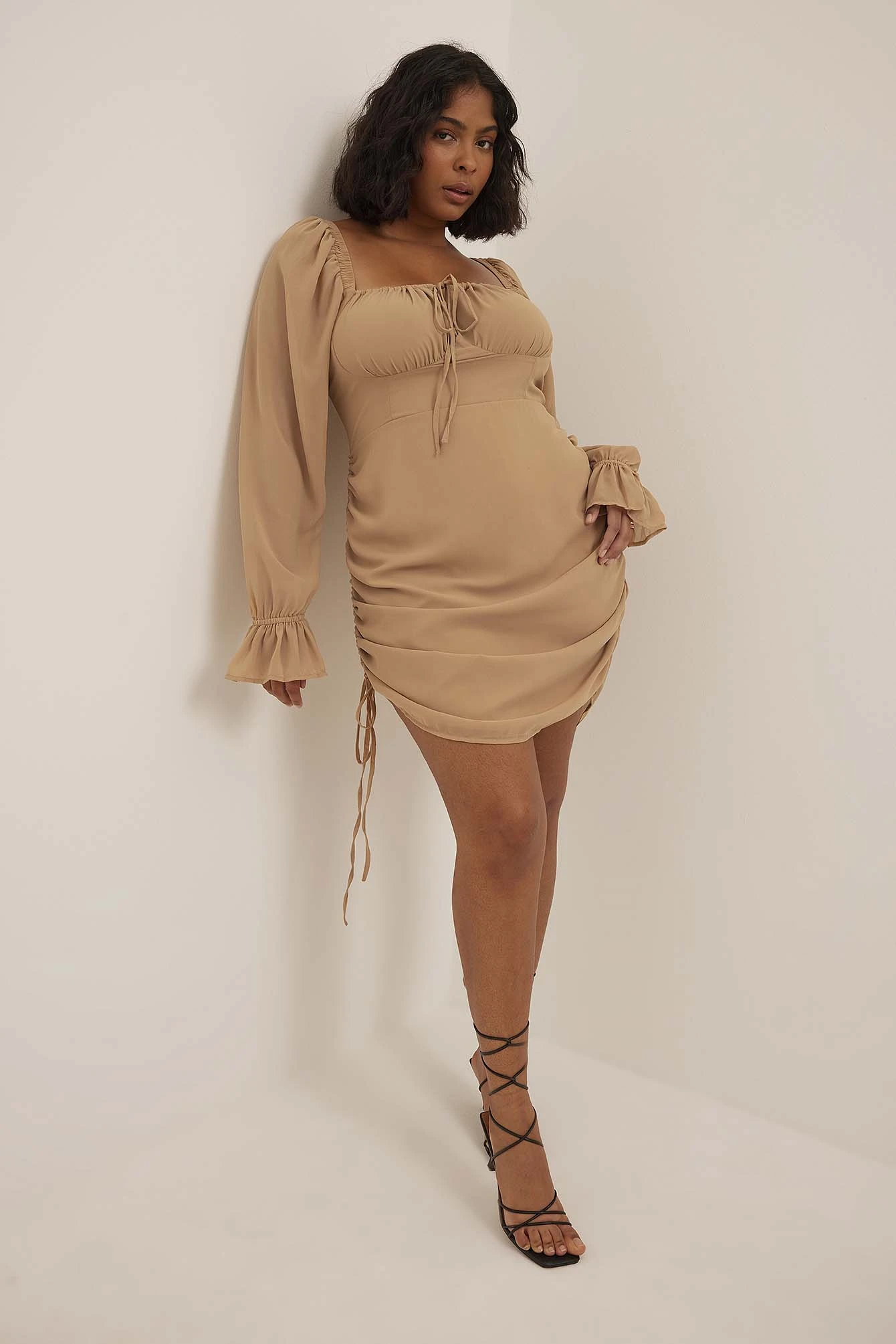 Robe Courte En Mousseline à Cordon De Serrage – Image 3