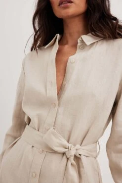 NA-KD Robe Mini En Lin à Cordon De Serrage