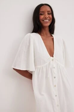 Robe Longue Nouée à La Taille En Coton Doux