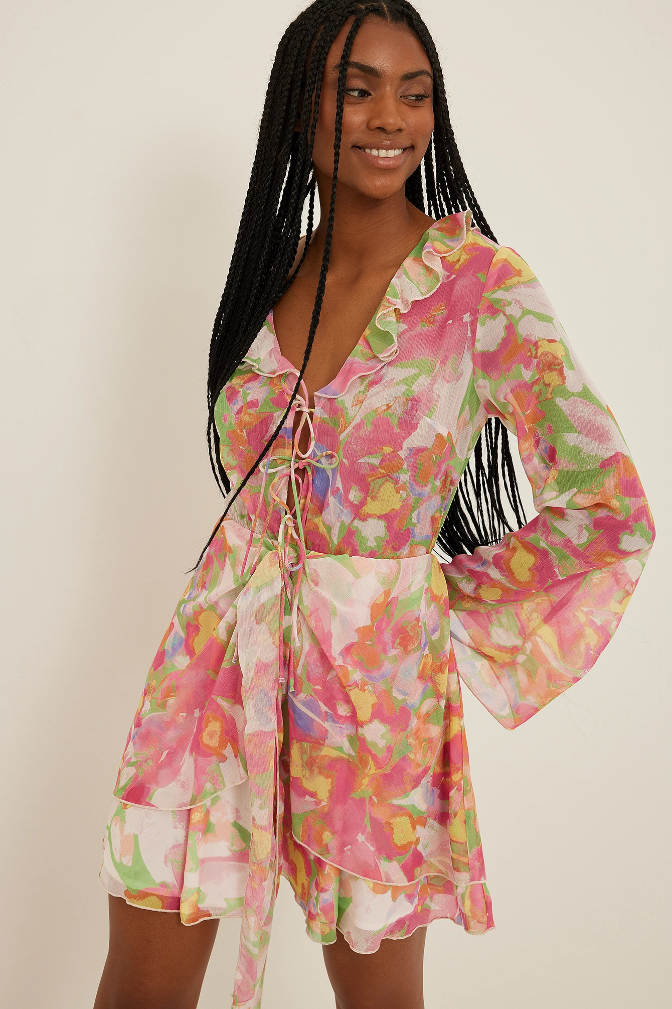 Robe Mini Nouée Sur Le Devant