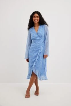 Robe Portefeuille Mi-longue Nouée à La Taille