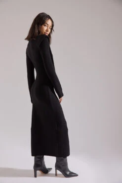 Robe Mi-longue En Maille à Détail Sur Les épaules