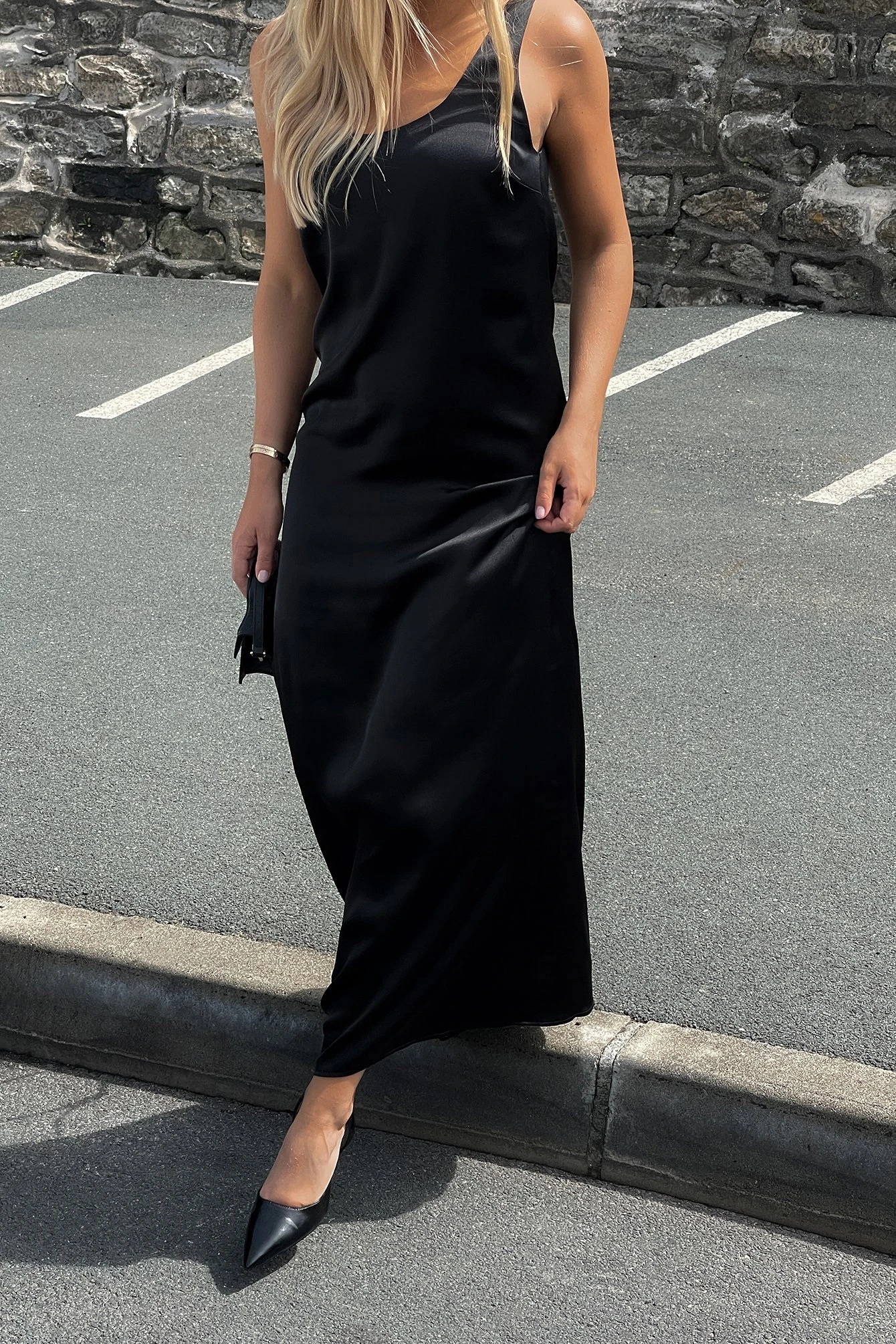 Maxi Robe Satin Droite